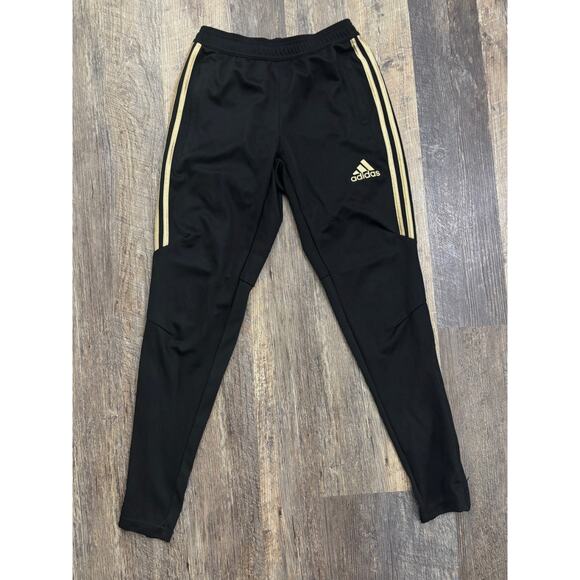 Adidas Black Track Pants with Gold Stripes Size Small - Picture 1 of 4
